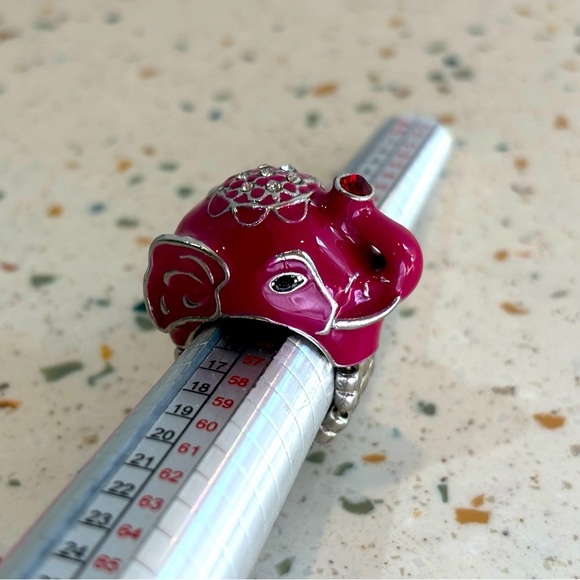 Pink Elephant Ring with Stretch Comfort Band - Picture 8 of 10